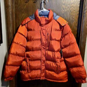 NWT NORDIC TRACK MENS PUFFER JACKET HOODED CINNAMON SPICE COLOR LARGE